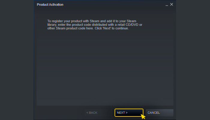 Aktivierung auf Steam. Schritt 2.1