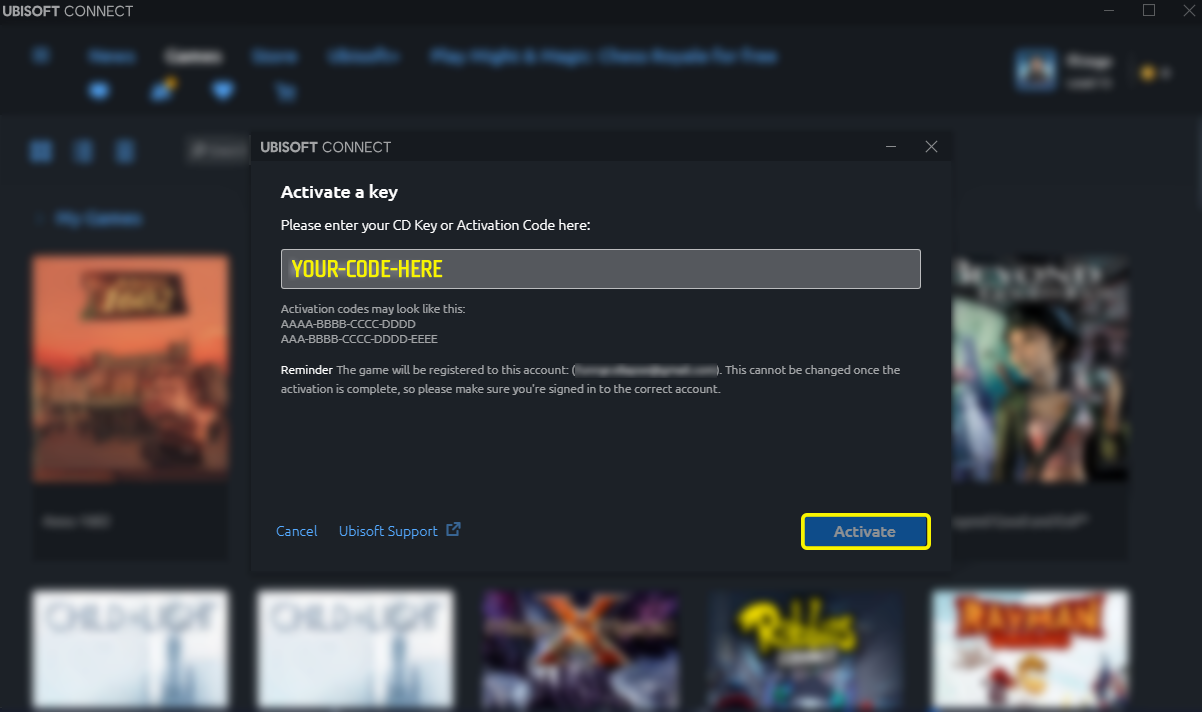 Aktivierung auf Ubisoft Connect. Schritt 3